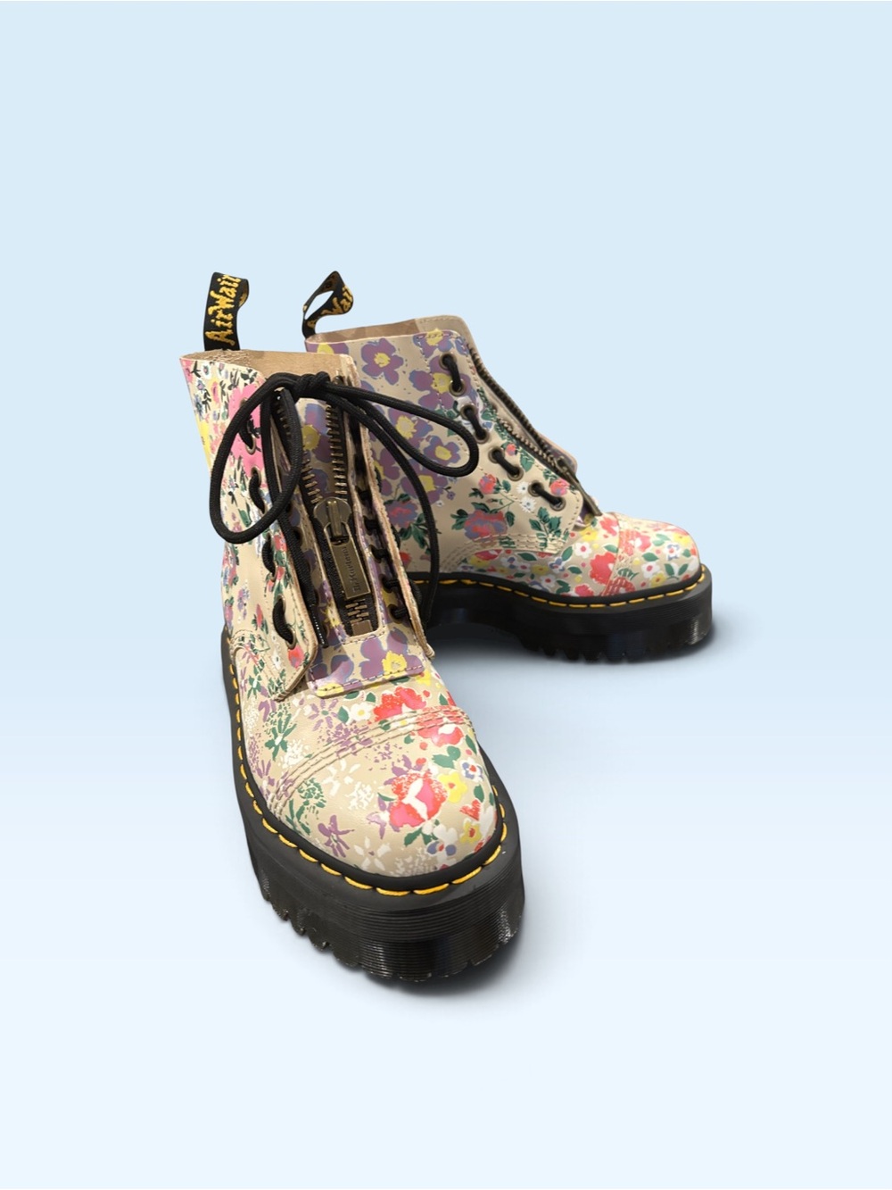 Dr. Martens Cream Floral Lace-Up Platform Boots